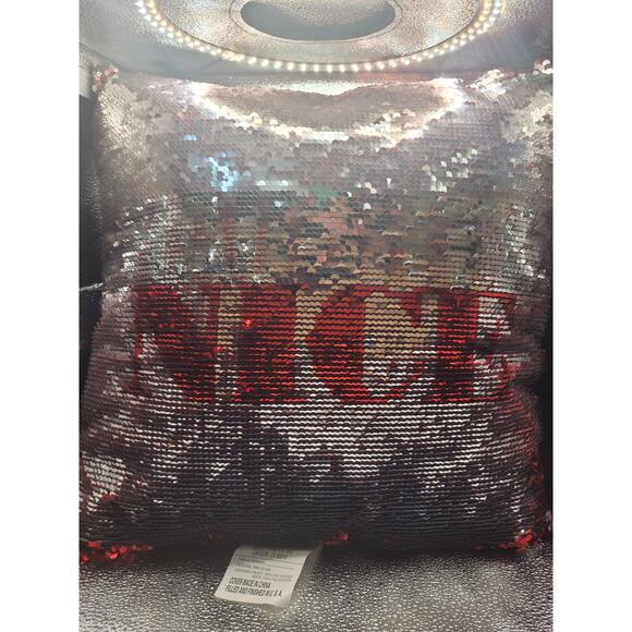 Christmas Pillow Naughty/Nice Changes Color/Words With Hand 18x18" - Picture 5 of 10